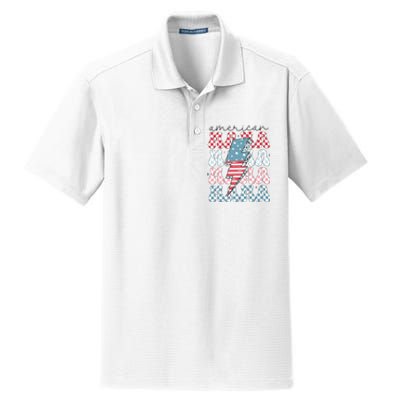 Flag American Mama 4th Of July Mom Dry Zone Grid Polo