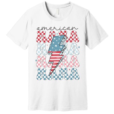 Flag American Mama 4th Of July Mom Premium T-Shirt