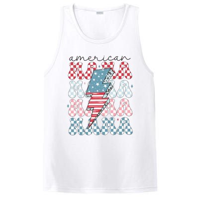 Flag American Mama 4th Of July Mom PosiCharge Competitor Tank