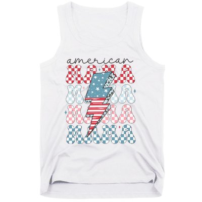 Flag American Mama 4th Of July Mom Tank Top