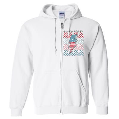 Flag American Mama 4th Of July Mom Full Zip Hoodie