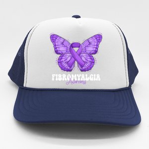 Fibromyalgia Awareness Month Purple Ribbon Butterfly Cute Gift Trucker Hat