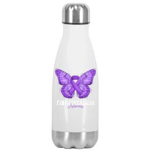 Fibromyalgia Awareness Month Purple Ribbon Butterfly Cute Gift Stainless Steel Insulated Water Bottle