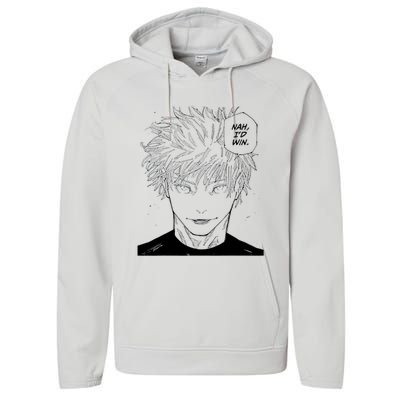 Funny Anime Meme Nah Id Win Reference Gojo Performance Fleece Hoodie