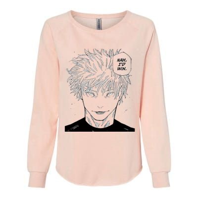 Funny Anime Meme Nah Id Win Reference Gojo Womens California Wash Sweatshirt