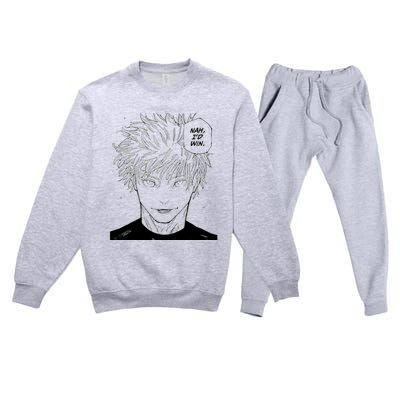 Funny Anime Meme Nah Id Win Reference Gojo Premium Crewneck Sweatsuit Set