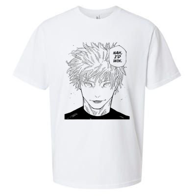 Funny Anime Meme Nah Id Win Reference Gojo Sueded Cloud Jersey T-Shirt