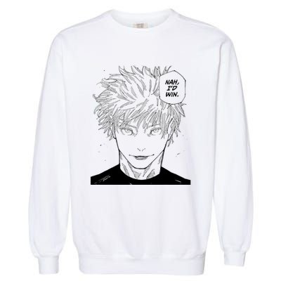 Funny Anime Meme Nah Id Win Reference Gojo Garment-Dyed Sweatshirt