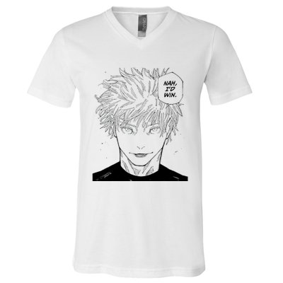 Funny Anime Meme Nah Id Win Reference Gojo V-Neck T-Shirt