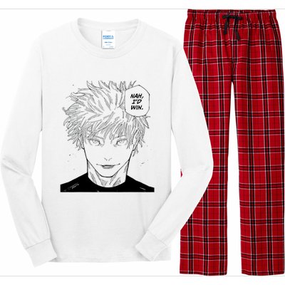 Funny Anime Meme Nah Id Win Reference Gojo Long Sleeve Pajama Set