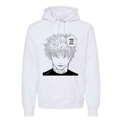 Funny Anime Meme Nah Id Win Reference Gojo Premium Hoodie