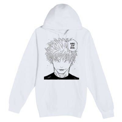 Funny Anime Meme Nah Id Win Reference Gojo Premium Pullover Hoodie