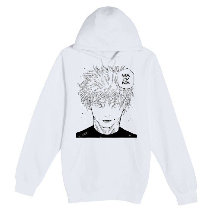 Funny Anime Meme Nah Id Win Reference Gojo Premium Pullover Hoodie