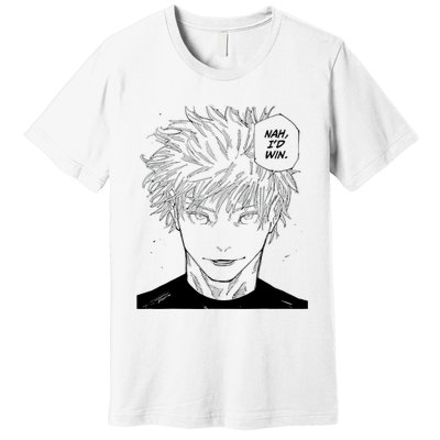 Funny Anime Meme Nah Id Win Reference Gojo Premium T-Shirt