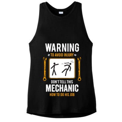 Funny Auto Mechanic Warning To Avoid Injury Mechanic Ladies PosiCharge Tri-Blend Wicking Tank