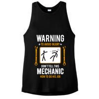 Funny Auto Mechanic Warning To Avoid Injury Mechanic Ladies PosiCharge Tri-Blend Wicking Tank