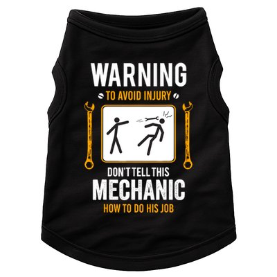 Funny Auto Mechanic Warning To Avoid Injury Mechanic Doggie Tank