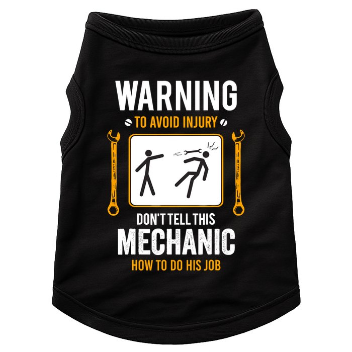 Funny Auto Mechanic Warning To Avoid Injury Mechanic Doggie Tank