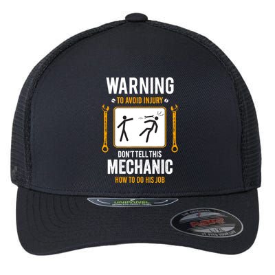 Funny Auto Mechanic Warning To Avoid Injury Mechanic Flexfit Unipanel Trucker Cap