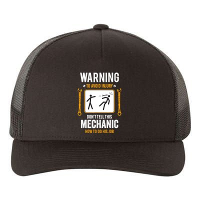 Funny Auto Mechanic Warning To Avoid Injury Mechanic Yupoong Adult 5-Panel Trucker Hat