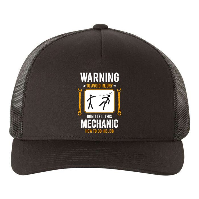 Funny Auto Mechanic Warning To Avoid Injury Mechanic Yupoong Adult 5-Panel Trucker Hat