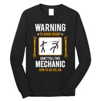 Funny Auto Mechanic Warning To Avoid Injury Mechanic Long Sleeve Shirt