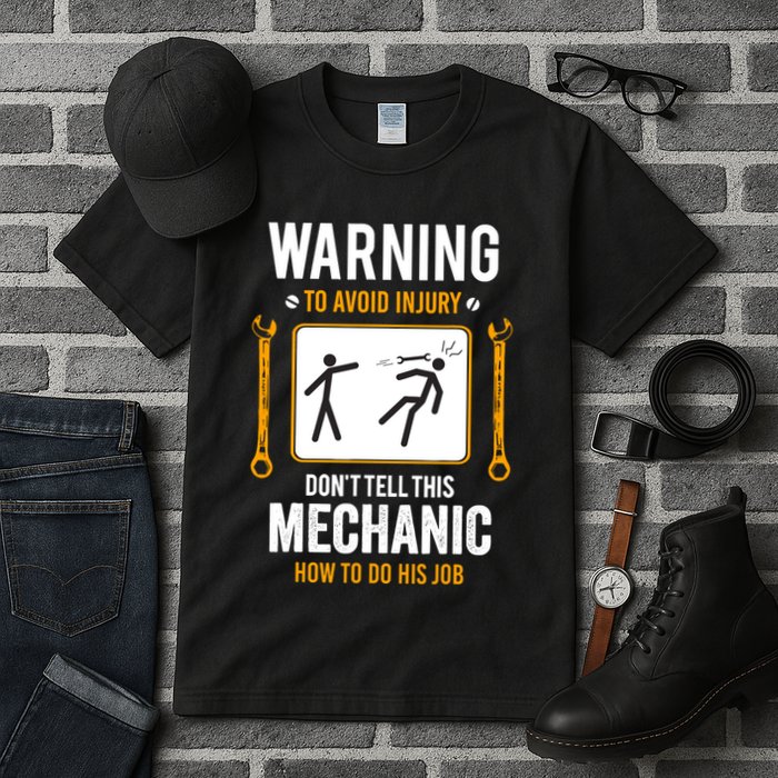 Funny Auto Mechanic Warning To Avoid Injury Mechanic Tall T-Shirt