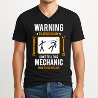 Funny Auto Mechanic Warning To Avoid Injury Mechanic V-Neck T-Shirt