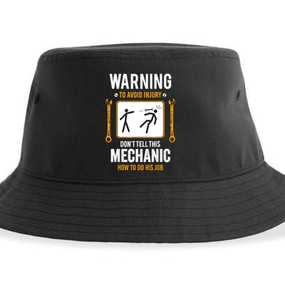 Funny Auto Mechanic Warning To Avoid Injury Mechanic Sustainable Bucket Hat