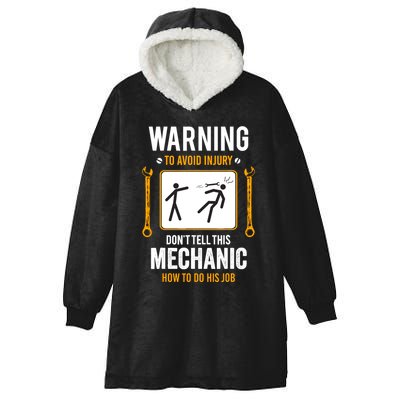 Funny Auto Mechanic Warning To Avoid Injury Mechanic Hooded Wearable Blanket