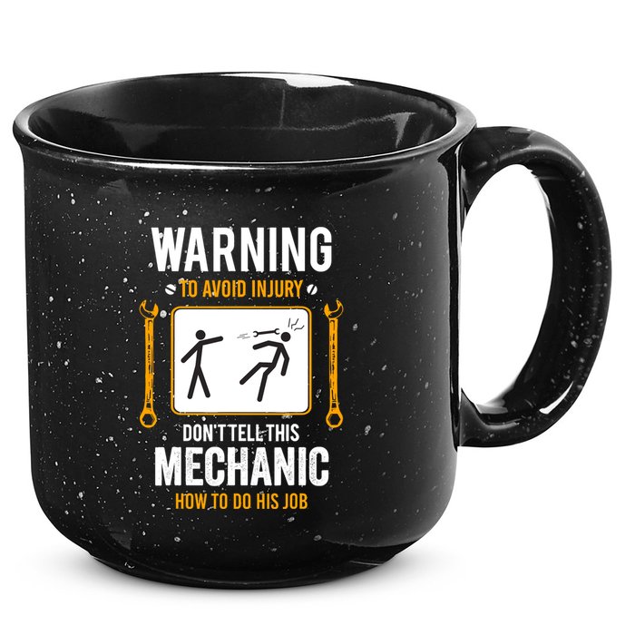 Funny Auto Mechanic Warning To Avoid Injury Mechanic 15oz Campfire Ceramic Mug