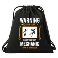 Funny Auto Mechanic Warning To Avoid Injury Mechanic Drawstring Bag