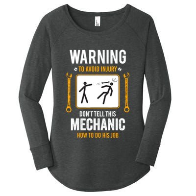 Funny Auto Mechanic Warning To Avoid Injury Mechanic Women's Perfect Tri Tunic Long Sleeve Shirt