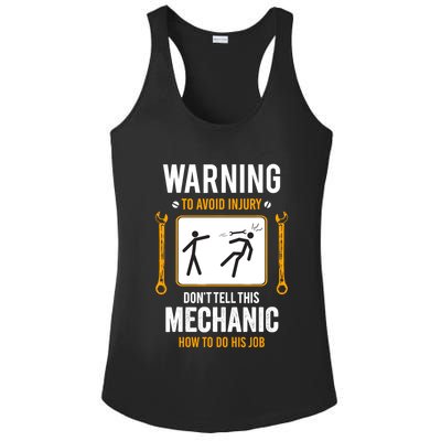 Funny Auto Mechanic Warning To Avoid Injury Mechanic Ladies PosiCharge Competitor Racerback Tank