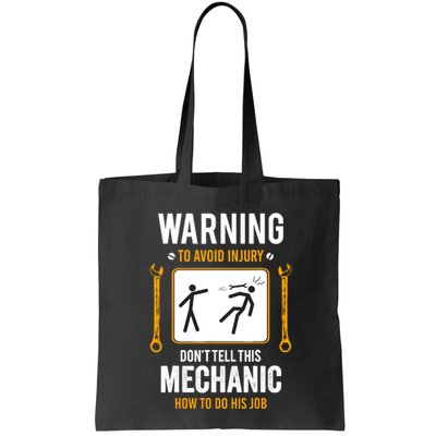 Funny Auto Mechanic Warning To Avoid Injury Mechanic Bag
