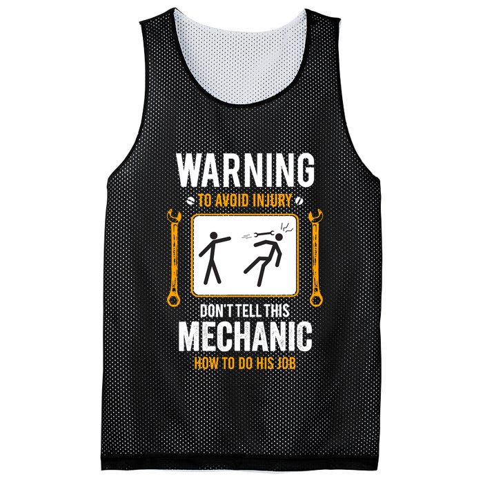 Funny Auto Mechanic Warning To Avoid Injury Mechanic Mesh Reversible Basketball Jersey Tank