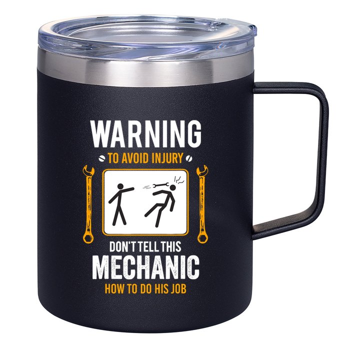 Funny Auto Mechanic Warning To Avoid Injury Mechanic 12oz Stainless Steel Coffee Mug