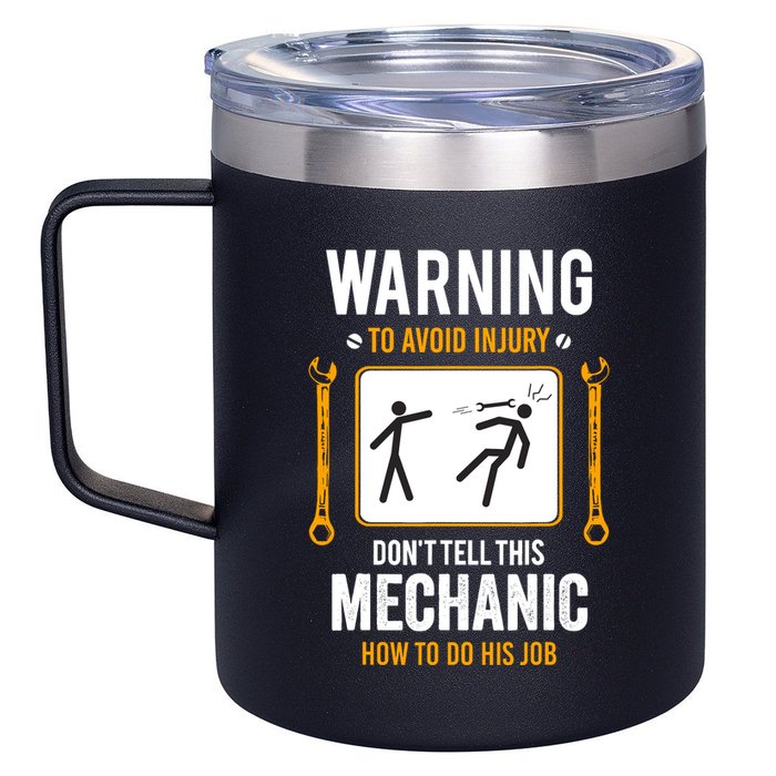 Funny Auto Mechanic Warning To Avoid Injury Mechanic 12oz Stainless Steel Coffee Mug