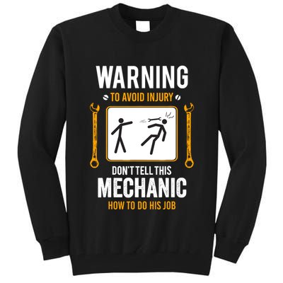 Funny Auto Mechanic Warning To Avoid Injury Mechanic Tall Sweatshirt