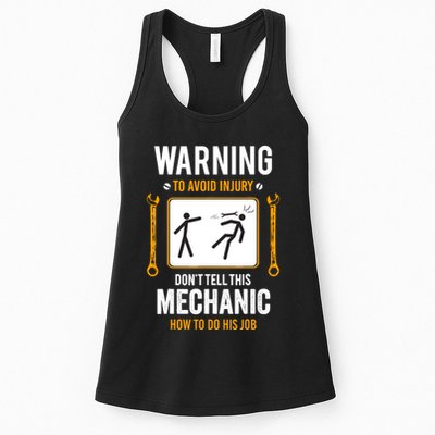 Funny Auto Mechanic Warning To Avoid Injury Mechanic Womens Tank Top