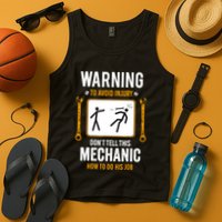 Funny Auto Mechanic Warning To Avoid Injury Mechanic Tank Top