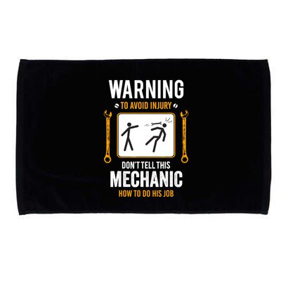 Funny Auto Mechanic Warning To Avoid Injury Mechanic Microfiber Hand Towel