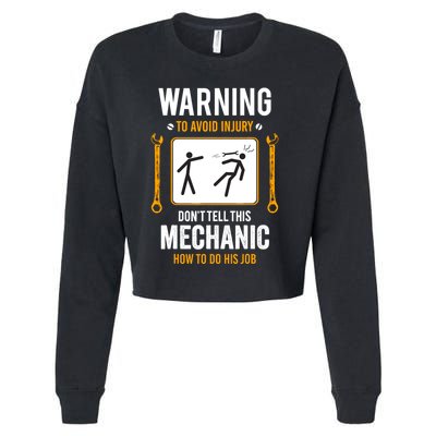 Funny Auto Mechanic Warning To Avoid Injury Mechanic Cropped Pullover Crew