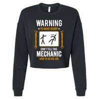Funny Auto Mechanic Warning To Avoid Injury Mechanic Cropped Pullover Crew