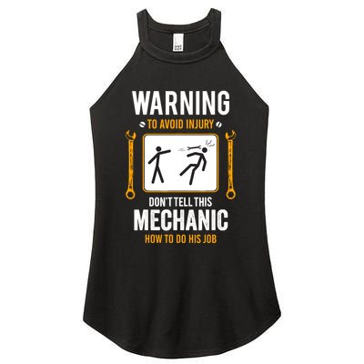 Funny Auto Mechanic Warning To Avoid Injury Mechanic Women's Perfect Tri Rocker Tank