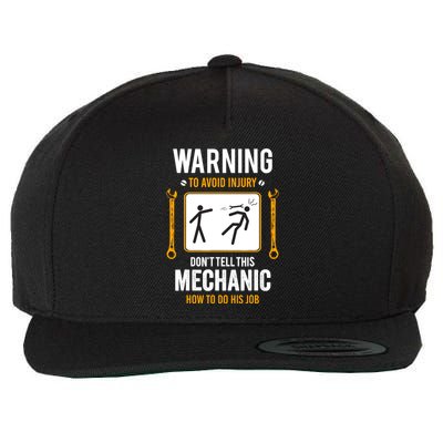 Funny Auto Mechanic Warning To Avoid Injury Mechanic Wool Snapback Cap