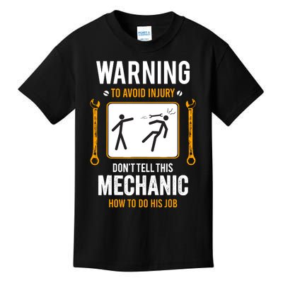 Funny Auto Mechanic Warning To Avoid Injury Mechanic Kids T-Shirt