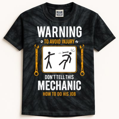 Funny Auto Mechanic Warning To Avoid Injury Mechanic Kids Tie-Dye T-Shirt