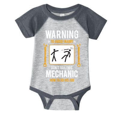 Funny Auto Mechanic Warning To Avoid Injury Mechanic Infant Baby Jersey Bodysuit