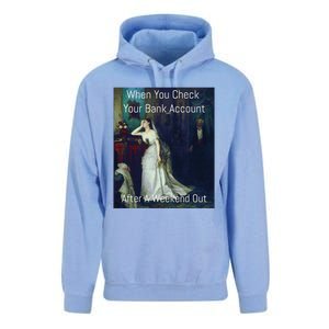 Funny Art Meme When You Check Your Bank Account Unisex Surf Hoodie